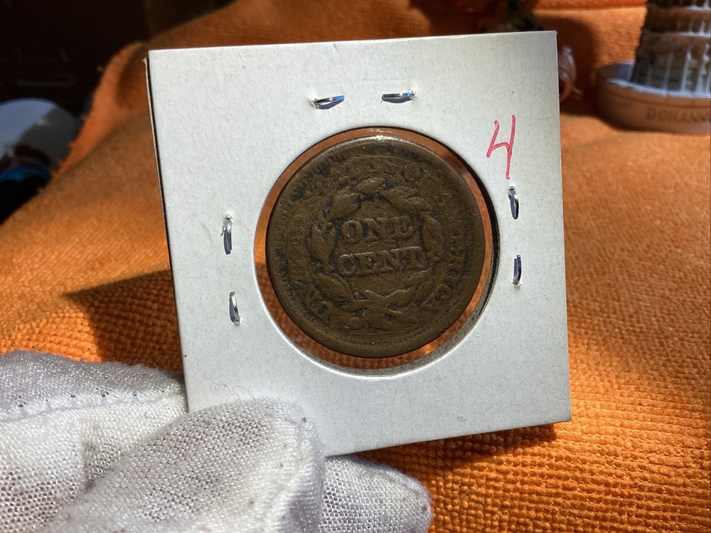1854 BRAIDED HAIR LARGE CENT LOWER GRADE #4