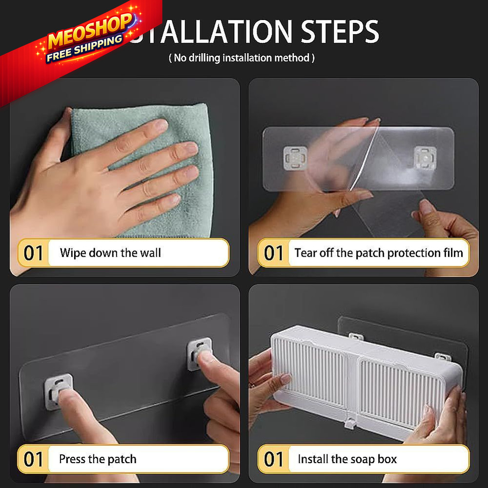 PEFWO Soap Holder with Hooks, 2-in-1 Wall Mounted Dish, one size, White