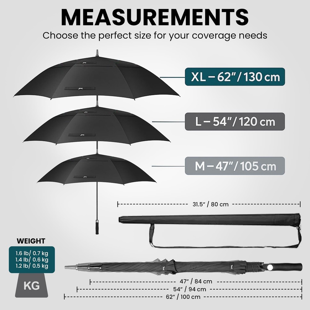 Golf Umbrella Windproof 54" Large Umbrellas For Rain Heavy Duty - Automatic