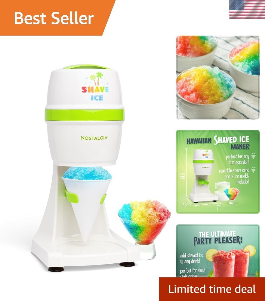 Compact Table-Top Snow Cone Machine with Stainless Steel Blades & Safety Switch