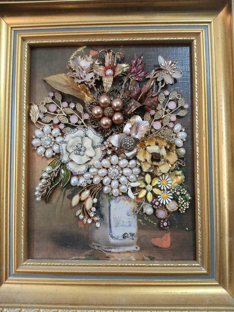 Flower Bouget Handmade Using Jewelry Pieces