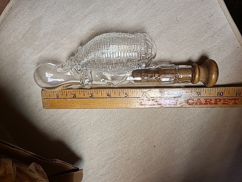 Clear Glass Flask , prob. 19th C. 8.5” Candy Container