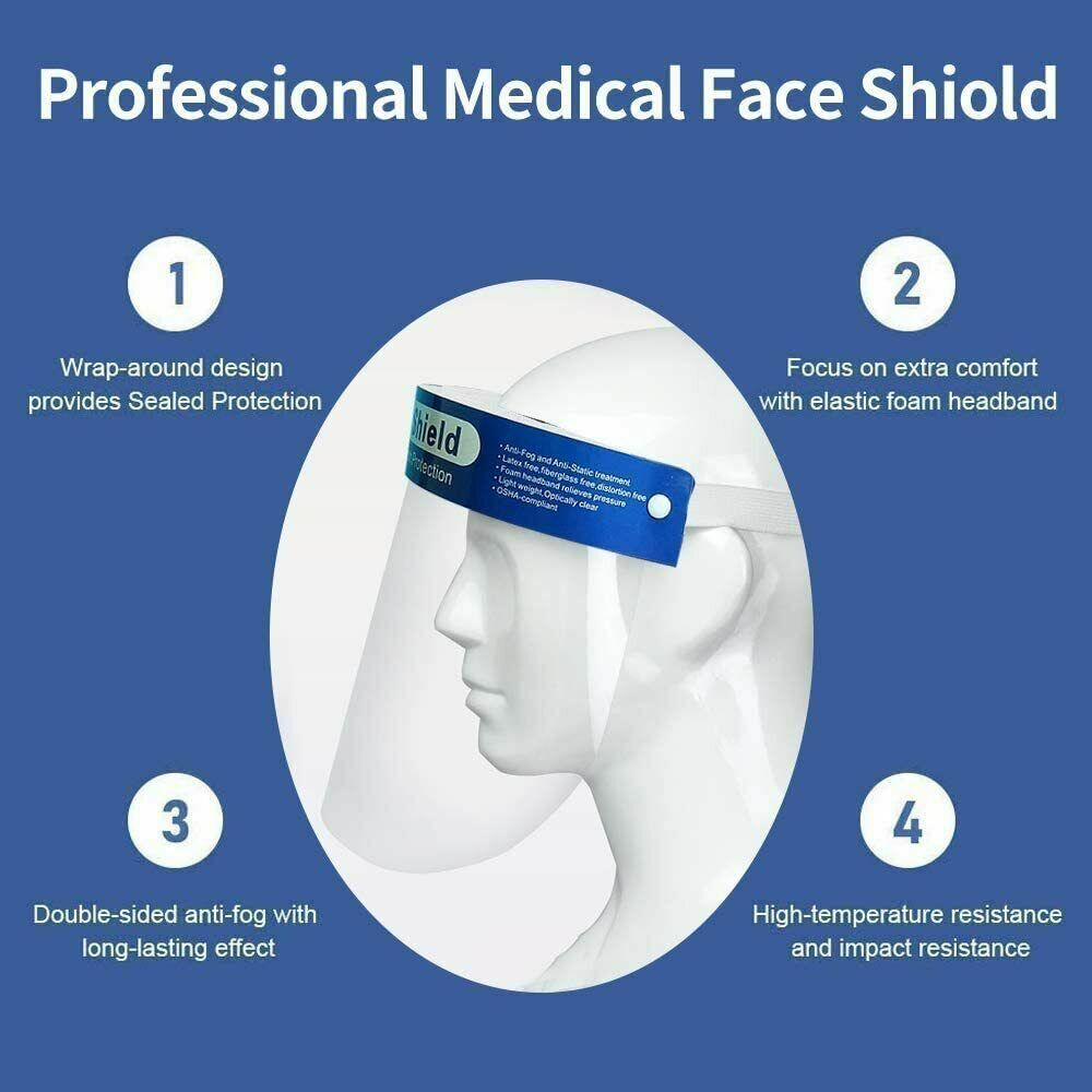 Safety Full Face Shield Protector Guard Reusable Washable = 10/20/50
