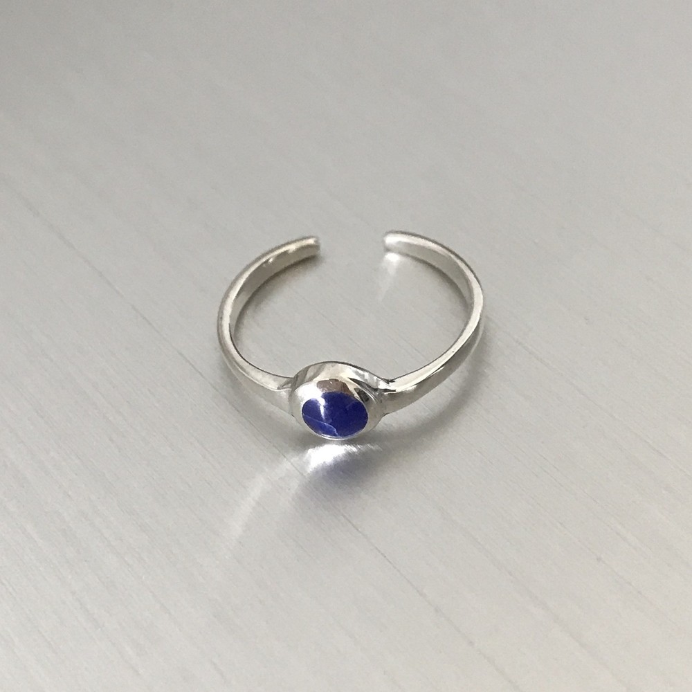 Sterling Silver Toe Ring with Synthetic Sodalite, Silver Ring, Boho Ring