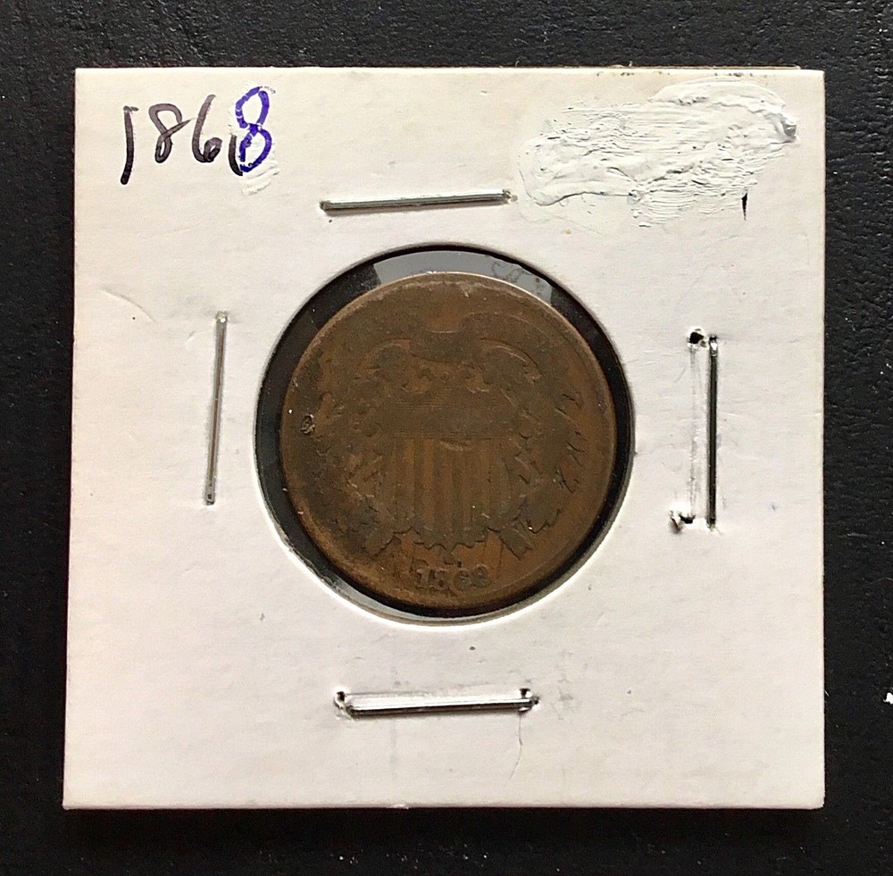 1868 Two-cent piece Bronze 2c coin