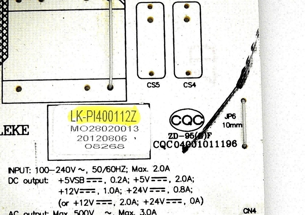 ELEMENT ELDFT406 Power Supply Board LK-PI400112Z, CQC04001011196