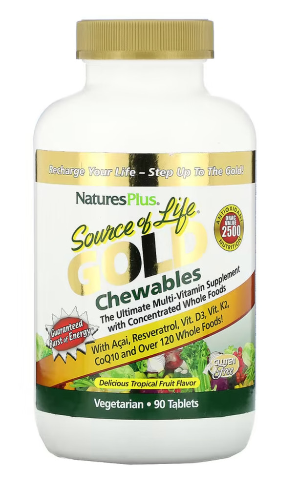NaturesPlus Source of Life Gold Chewables - 90 Vegetarian Tablets - Tropical