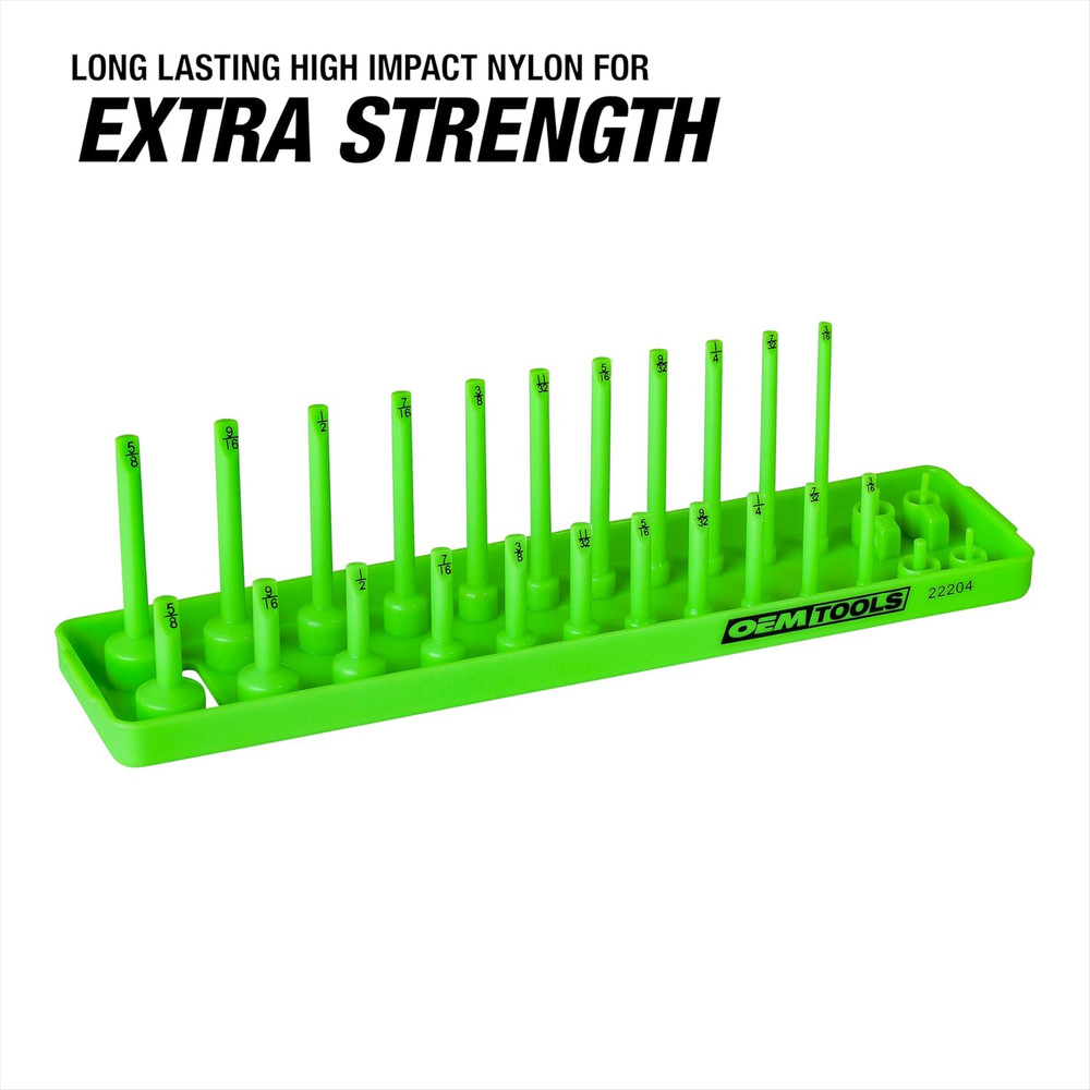 22204 Deep SAE Socket Organizer, Magnetic Socket Organizer with Secure Grip 1/4