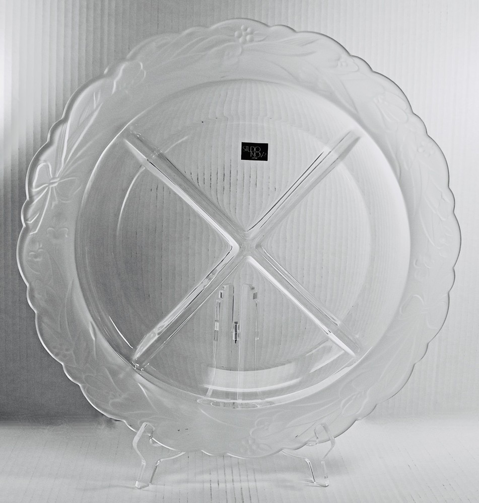 STUDIO NOVA FANTASY 4 SECTION DIVIDED GLASS SERVER PLATTER 14.5"
