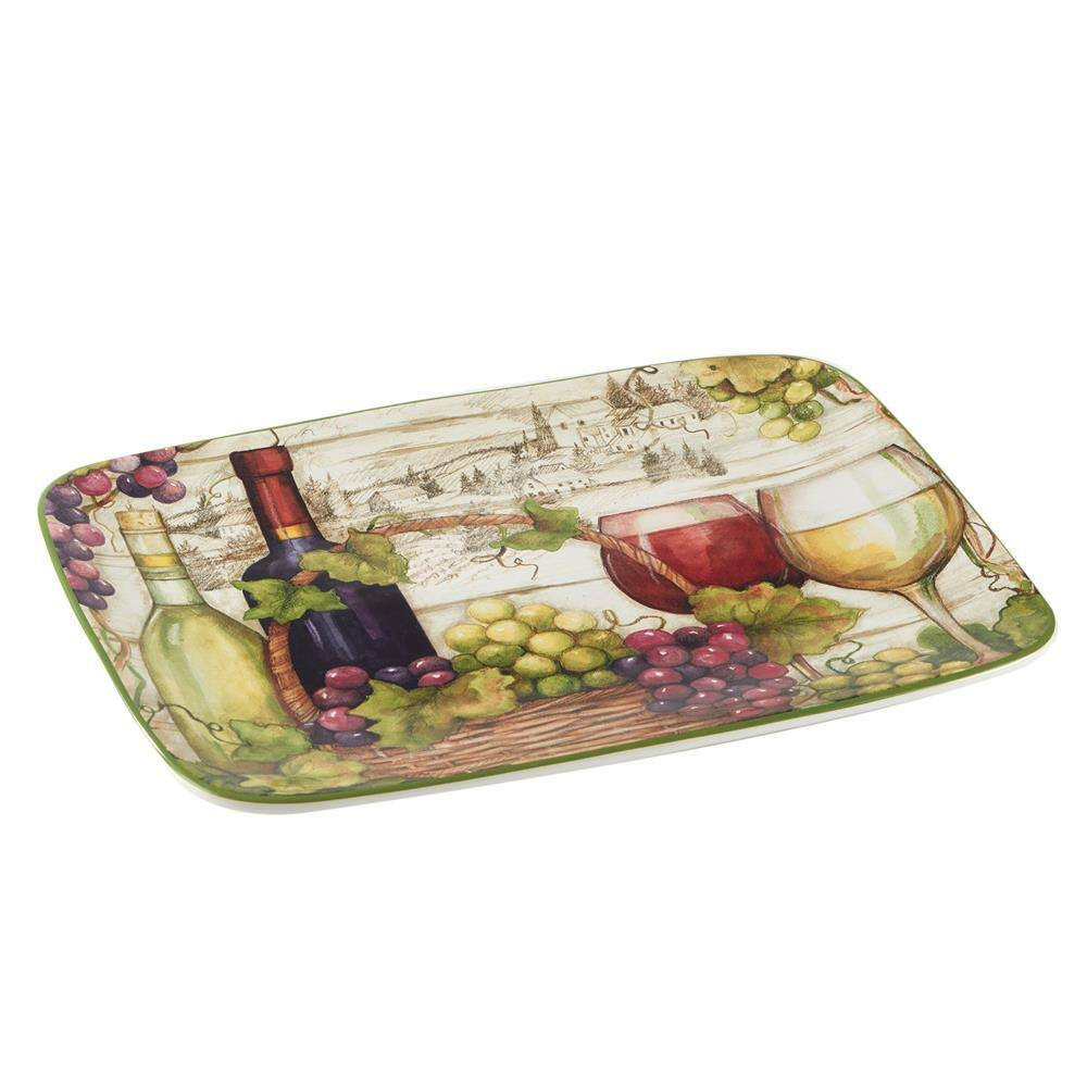 Meadow Brook Vineyard 10 In. Assorted Colors Earthenware Rectangular Platter