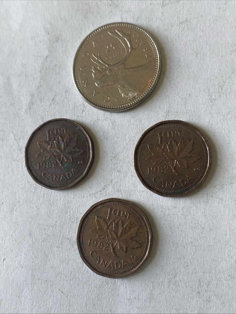 1982 Canada Coins-25 and 1 Cents-Circulated