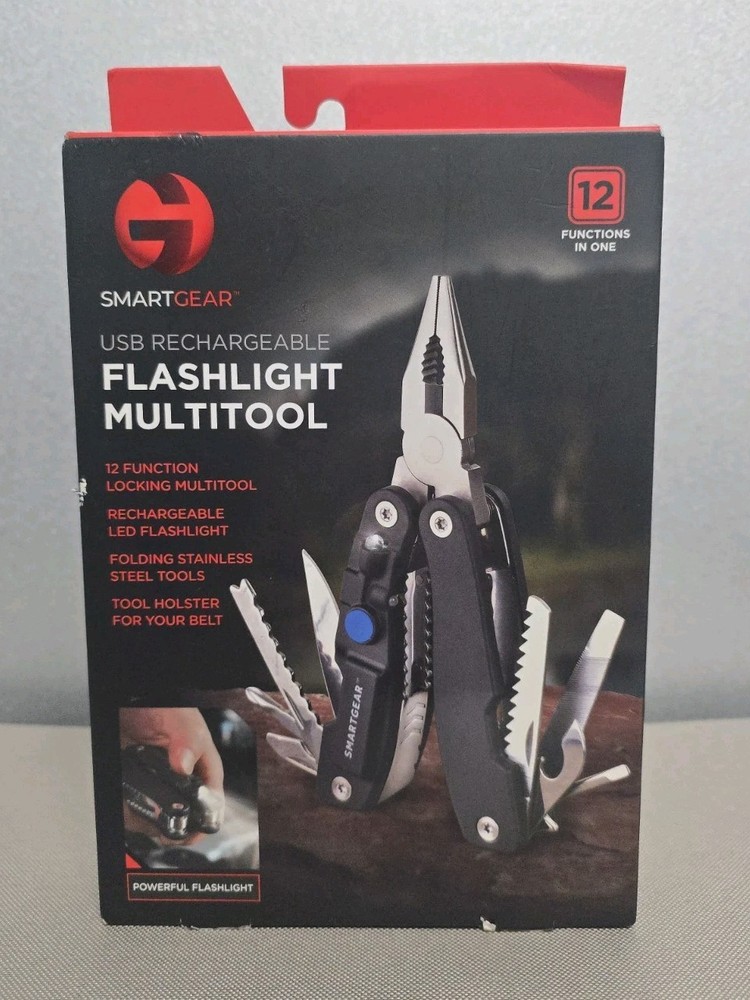 SmartGear Flashlight Multitool 12 In 1 Rechargeable Flashlight Stainless Steel