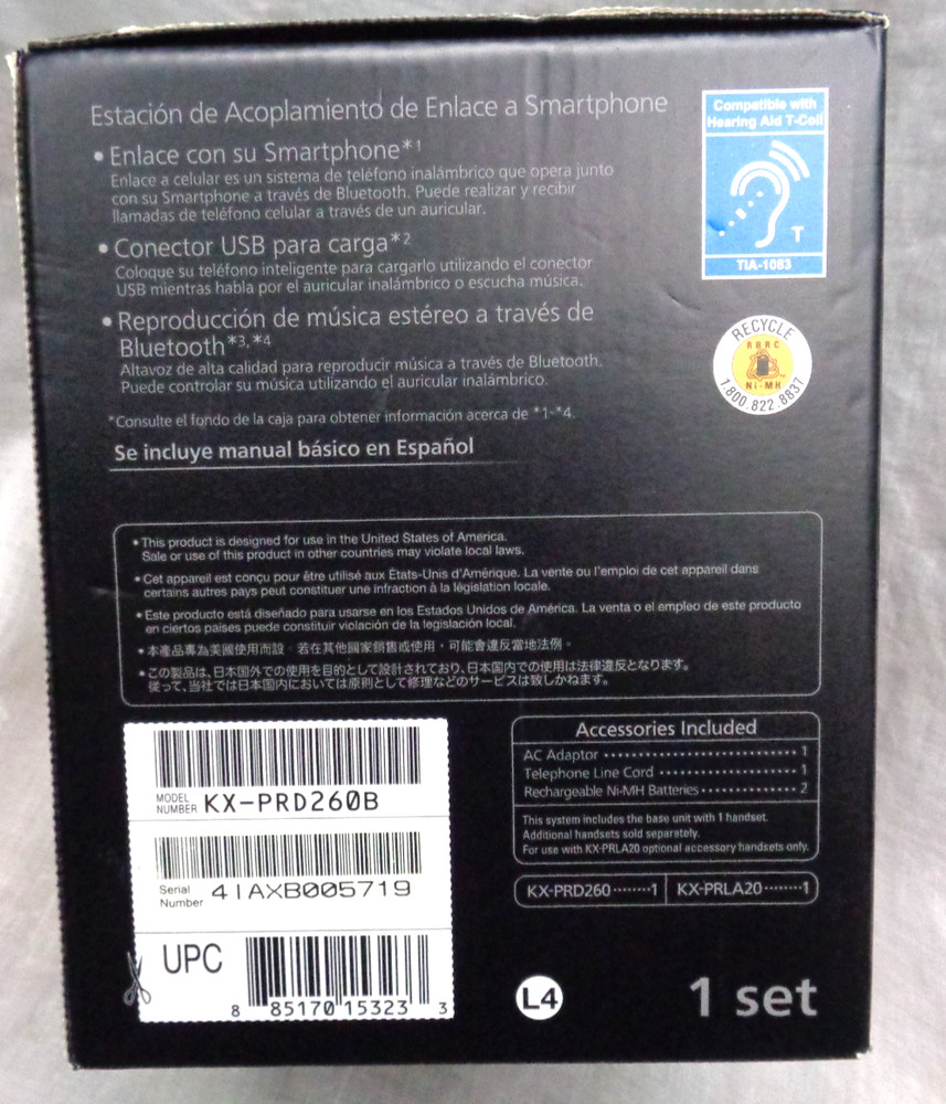 PANASONIC KX-PRD260 Link2Cell Digital Phone with Smartphone Integration Black
