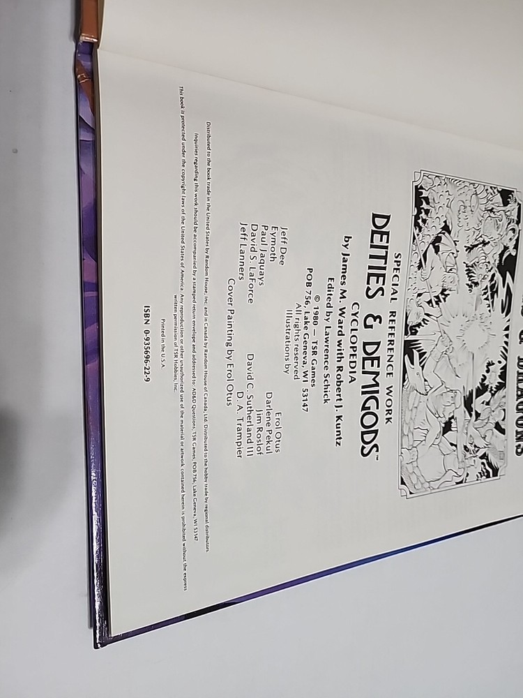 TSR Ad&d Legends & Lore 1980 Book