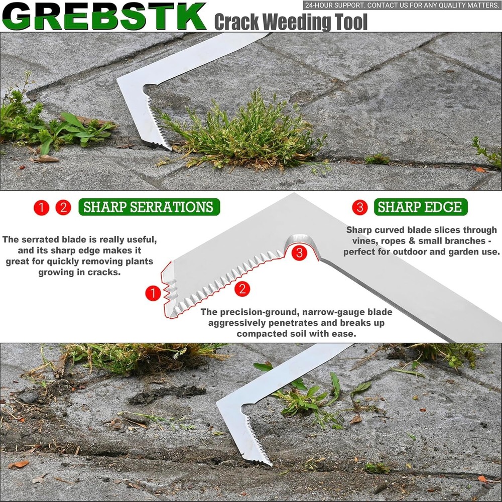 Crack Weeder Tool: L-Shaped Blade for Precision Moss and Weed Removal