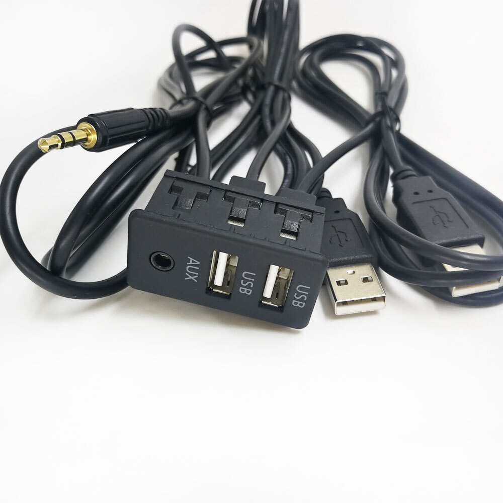 Car Dash Flush Mount AUX USB Port 1.5M Panel Dual USB Extension Cable Adapter ~