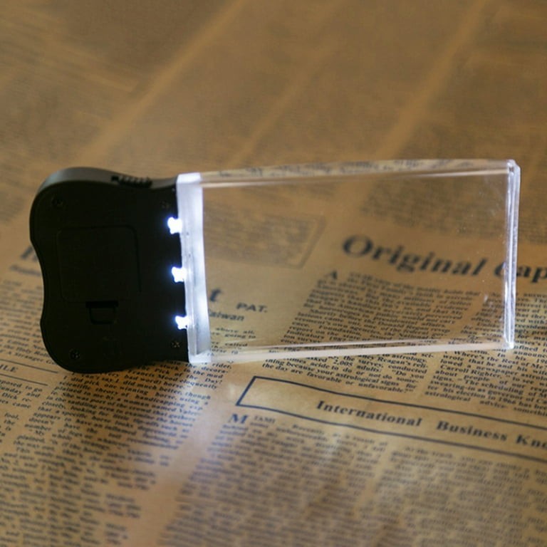 Whoamigo Pocket Rectangular Magnifying Glass 2X Handheld Magnifier with 3 Leds