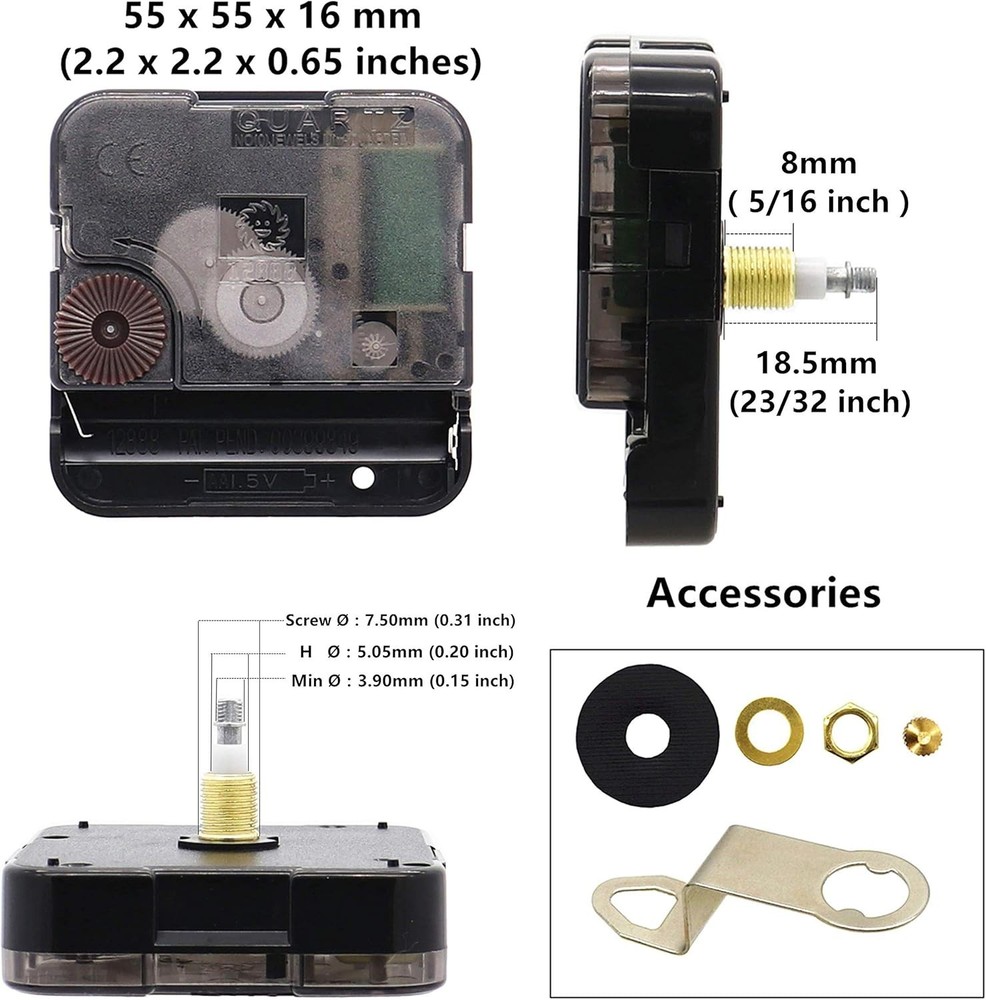 Modern Quartz Clock Movement Kit - Includes 4 Sets of Hands, Battery Powered
