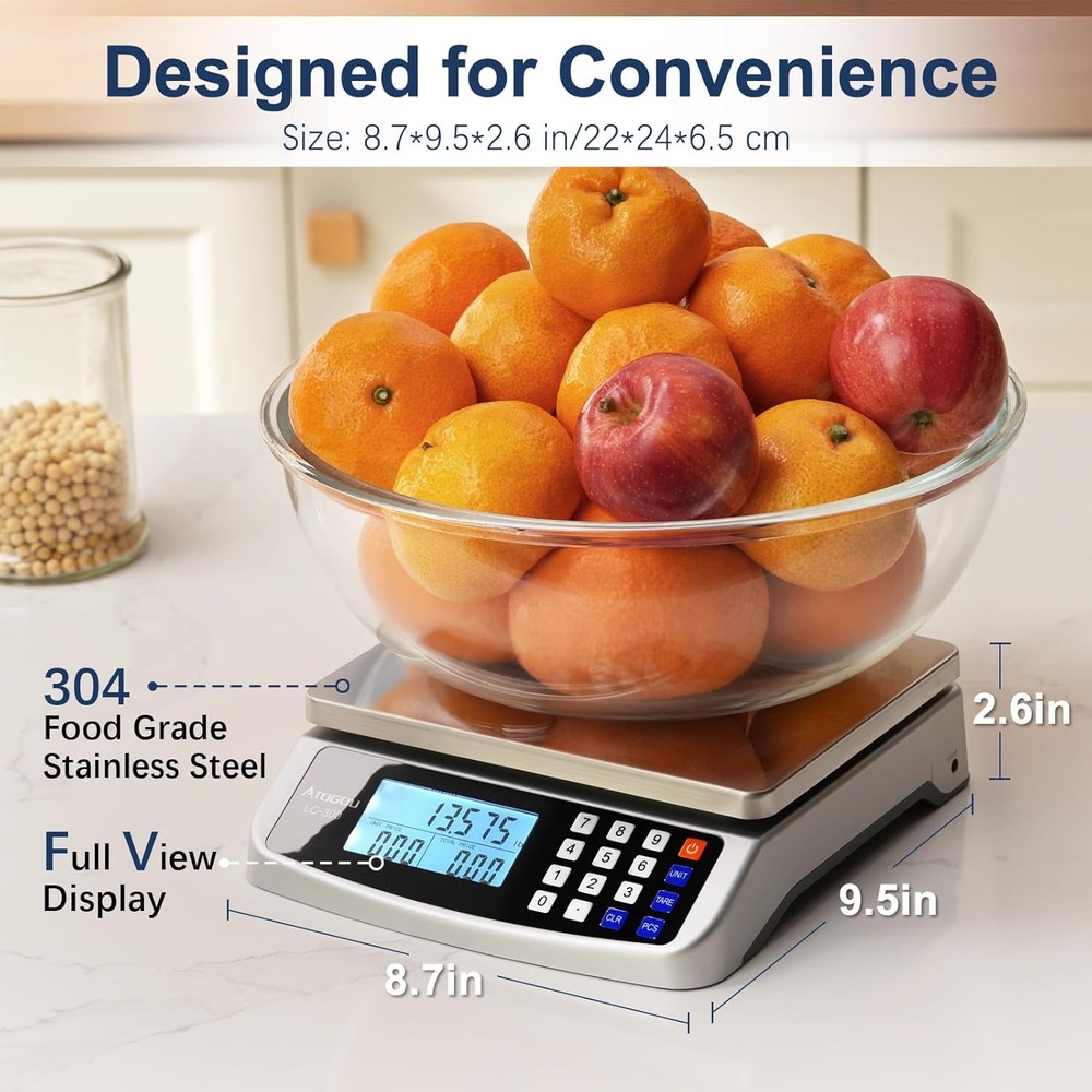 66lb Food Scale Commercial Kitchen Scale W/ Price Computing Plug-in Usable