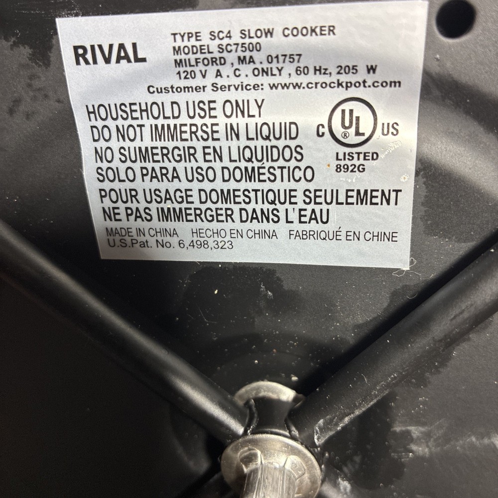 Crock Pot Versaware Rival Slow Cooker 5 qt. Crock Silver Base DIFFERENT LID