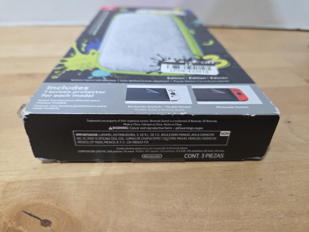 Nintendo Case & Screen Protector for Switch - Splatoon 3 Edition New