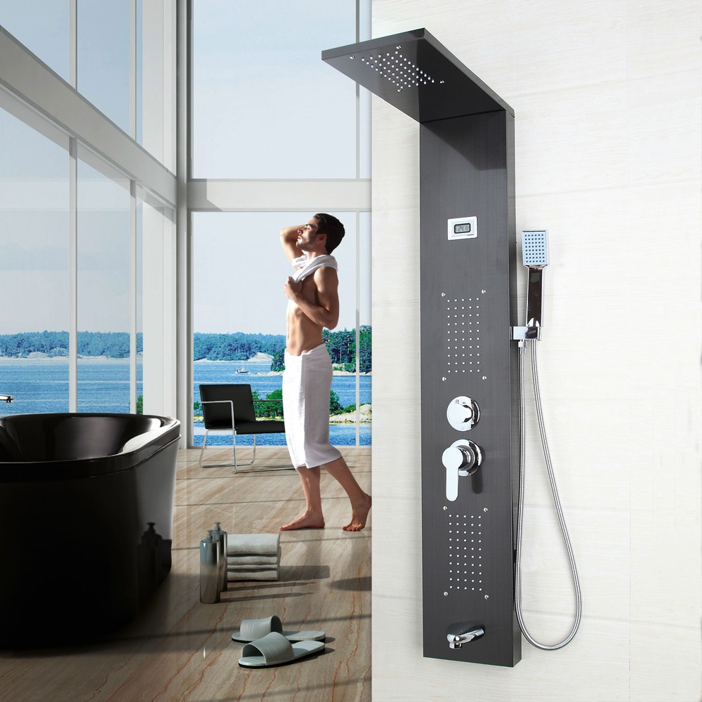 Waterfall Rain Shower Column Massage Jets Sprayer Shower Panel Hand Shower