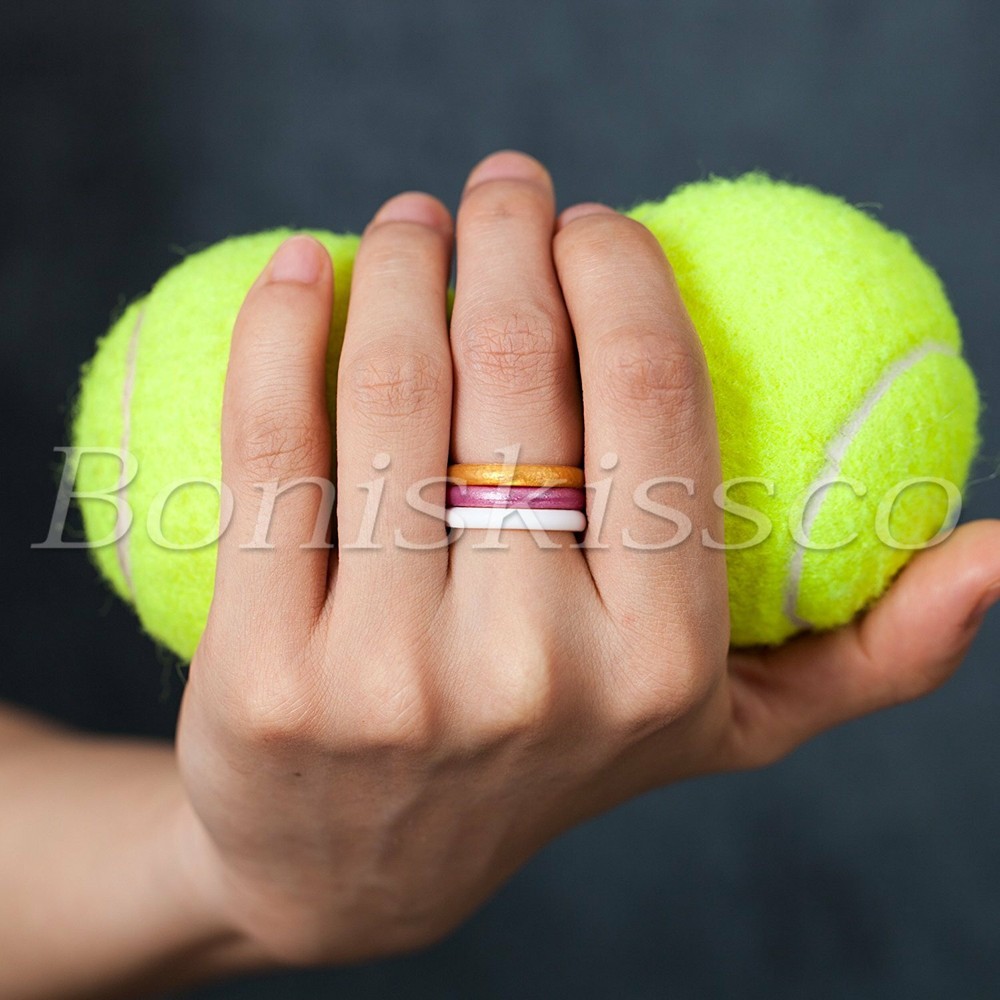 7pcs Women's Silicone Wedding Band Rings Thin-Silicone Stackable Comfort Outfit
