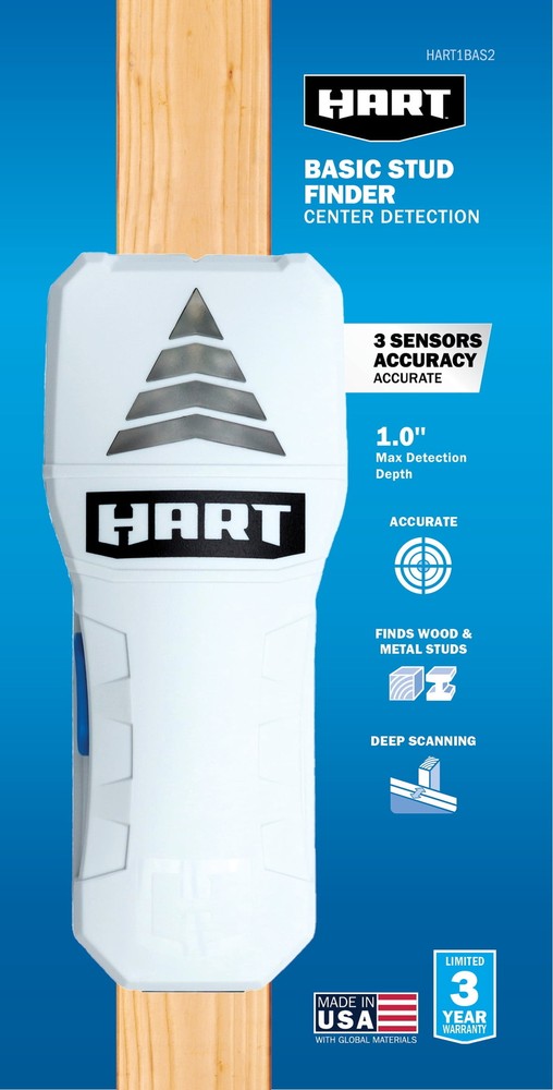HART Basic LED Electronic Stud Finder, AAA Battery Powered Not Included 2.88 oz