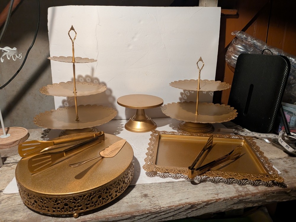 Gold Painted Food Display Set