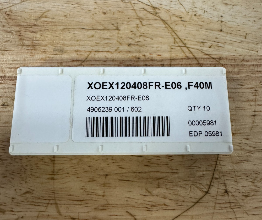 Seco Milling Insert: XOEX120408FR-E06, XOEX120408FR-E06, F40M Solid Carbide