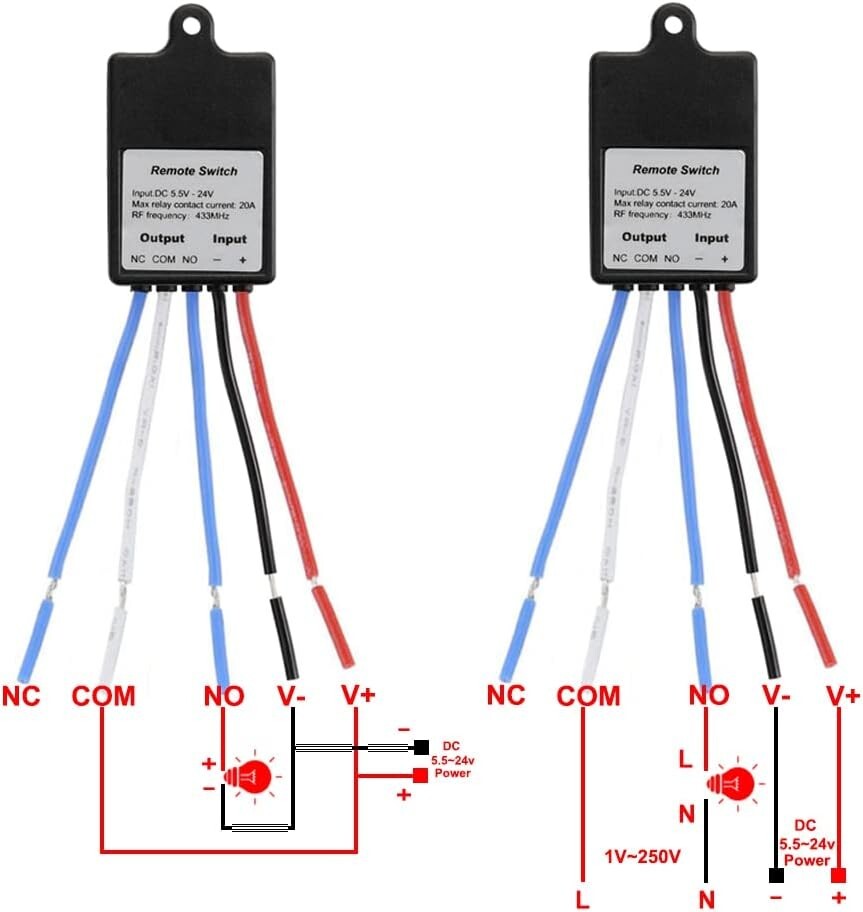 1 Receiver + 2 Transmitter Control Switch DC 12V 24V 1 Channel RF Relay Latched