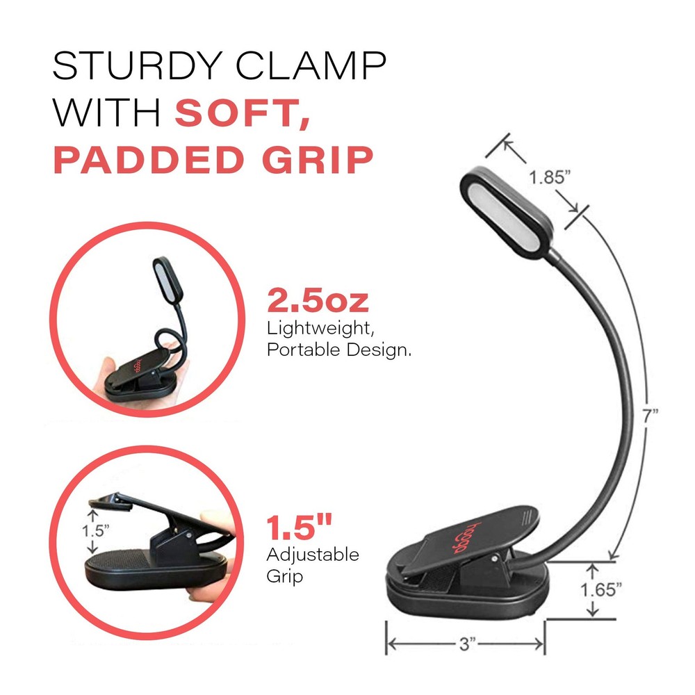 Amber Book Light Rechargeable Clip-On Blue Light Blocking LED Reading Light