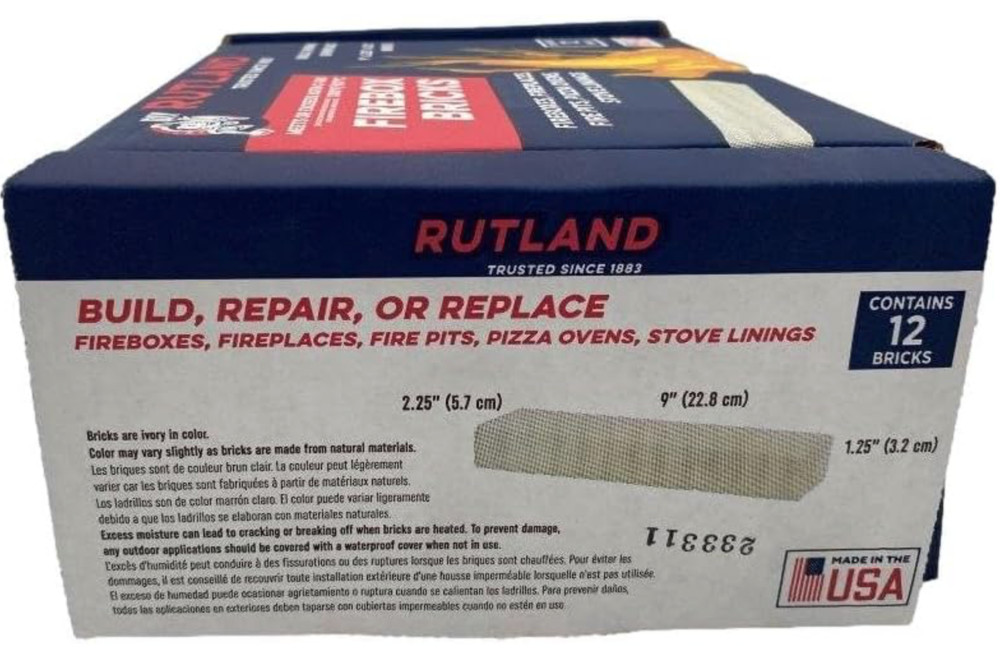 Rutland Soap Split Fire Bricks, Soap-Sized Firebricks for Fireplace, Ivory, 12