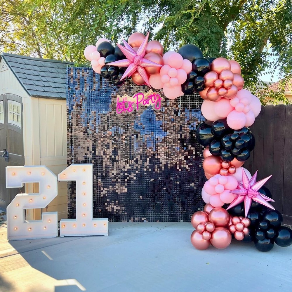 Black Shimmer Wall Backdrop Panels 6ftx6ft Square Sequin Graduation Backdrop for
