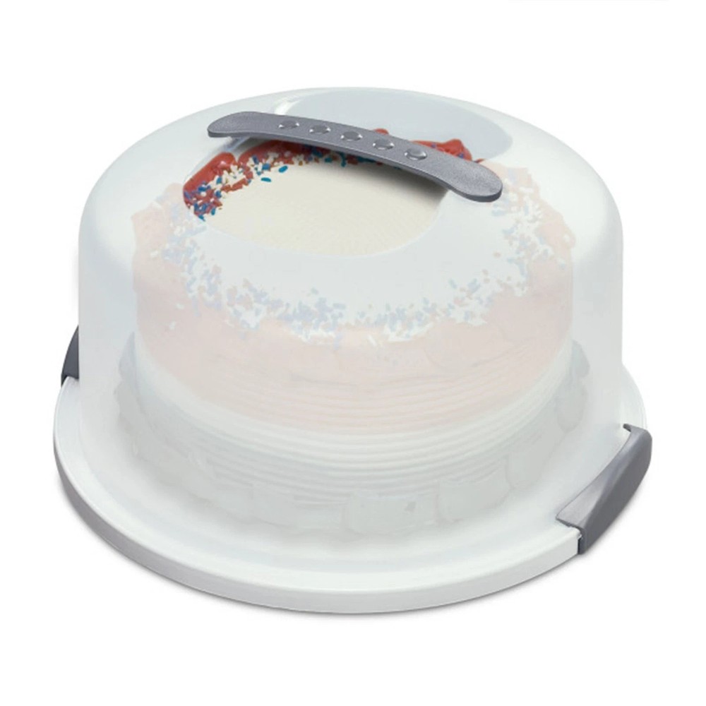STERILITE Portable Latching Round Cake Server 1 pack White CLEAR Carrier Keeper
