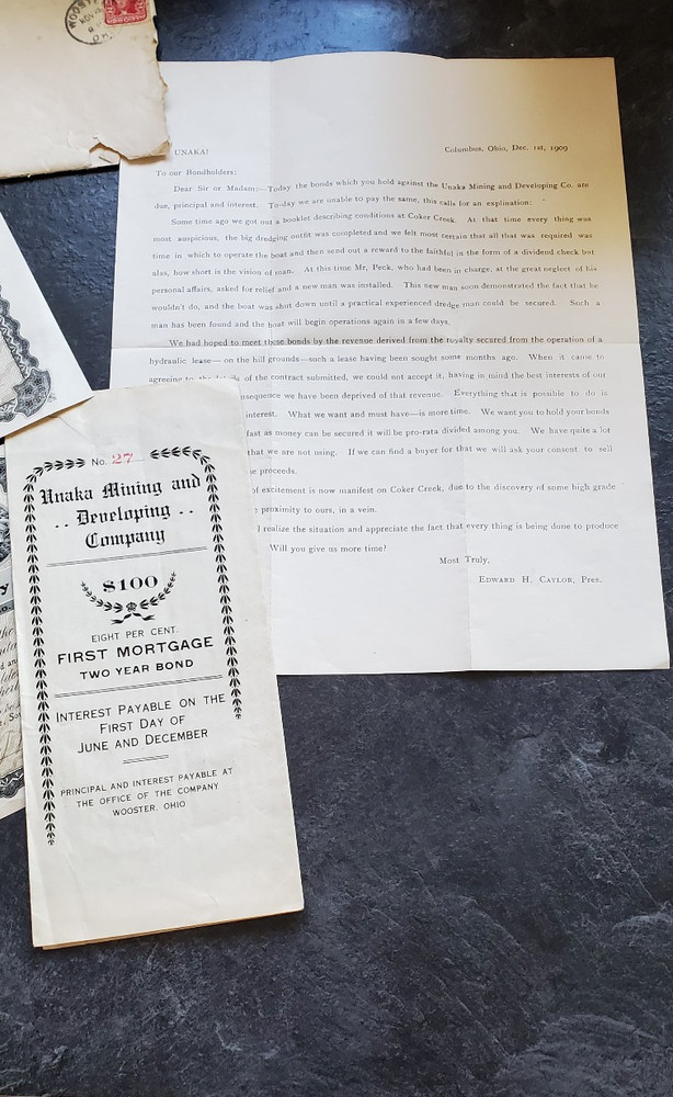 UNAKA Mining Co Stock Certificates+other