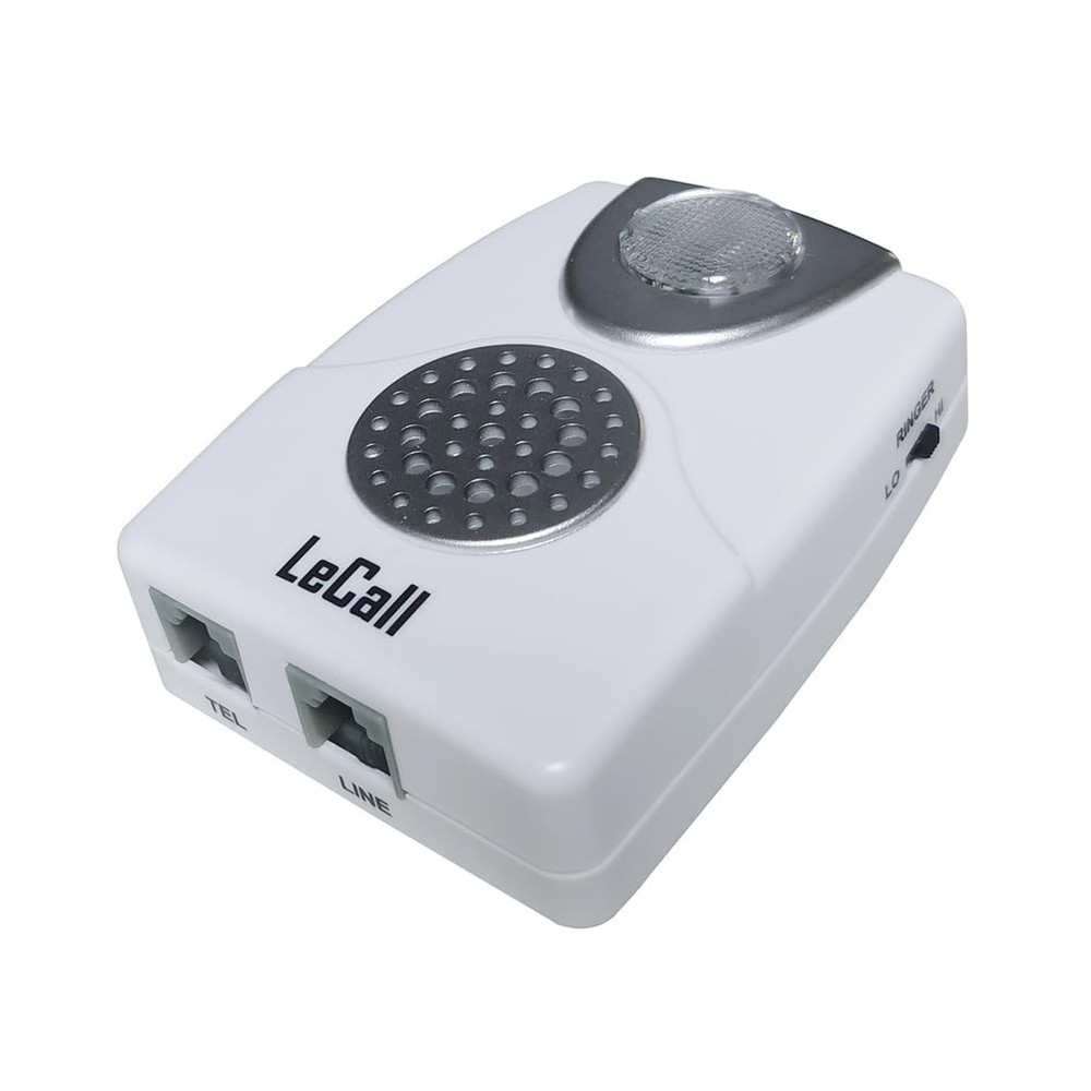 Amplified Telephone Ringer for Landlines, Adjustable Volume & Flash Light Alert