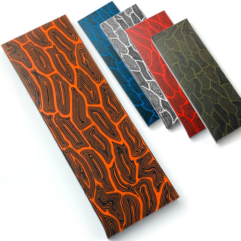 2 PIECES G10 Knife Handle Material Blanks Scales Composite Damascus Pattern