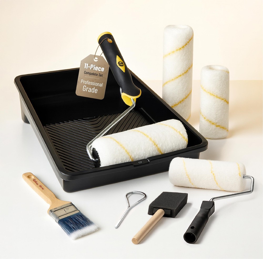 Bates - Paint Tray Set, Rollers, 9 Inch, Black/Yellow Handle