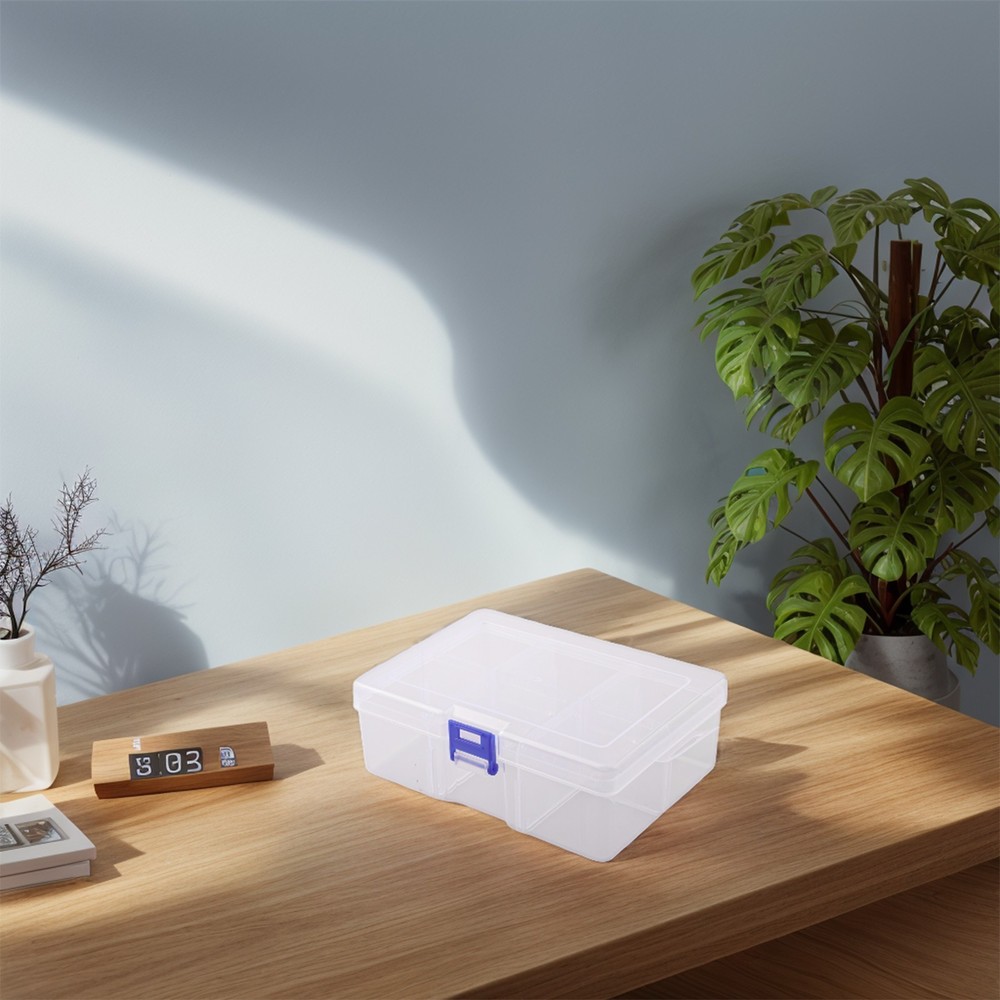 Secure Lockable Plastic Organizer Case with 6 Grids for Small Accessories