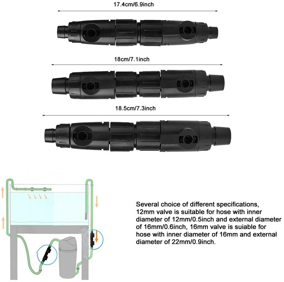 Aquarium Hose Valve Connector with Quick Release Handle and Control Valve Filter