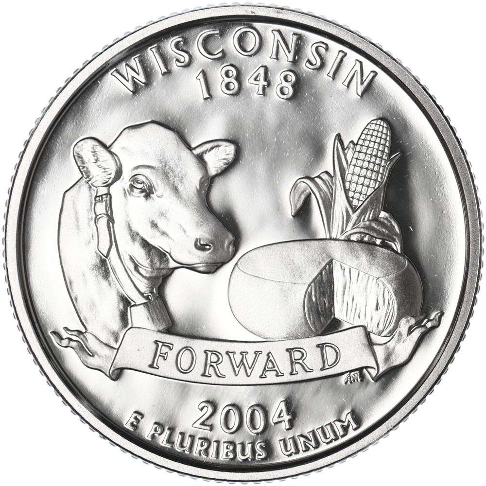 2004 S State Quarter Wisconsin Gem DCam Proof CN-Clad