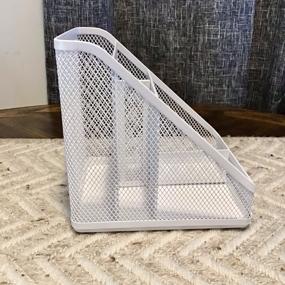 Bright Room White Mesh Desktop Organizer 7”x7”x6”Deep