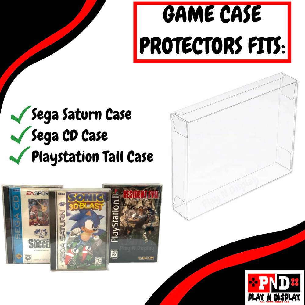 25 Sega Saturn CD PS1 Protective Sleeve Box Protector Clear Plastic Display Case