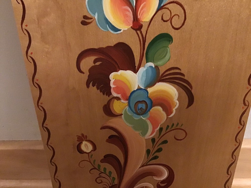 Handpainted Flowers On Wood Plaque
