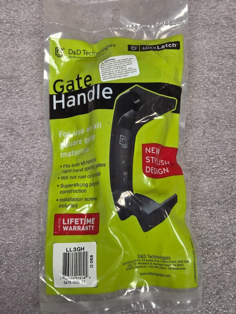 GATE HANDLE - D&D TECHNOLOGIES - LOKK LATCH - LL3GH - UPC# 736494010194