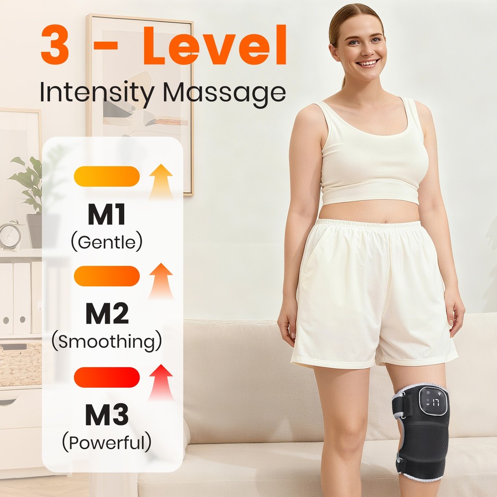 Red Light Therapy & Vibration Massage Knee Brace - Wireless Rechargeable Control