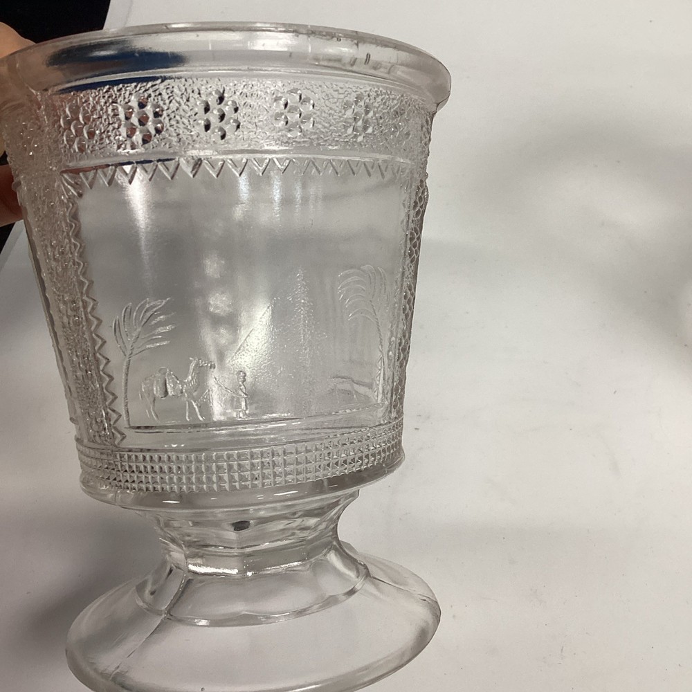 Antique 1880’s EAPG ADAMS & CO EGYPTIAN SPHINX PATTERN GLASS SPOONER