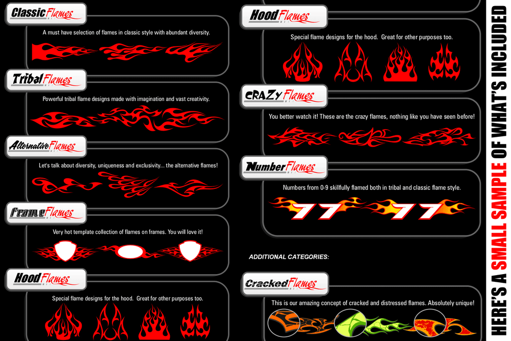 FLAMES CLIPART-VINYL CUTTER PLOTTER IMAGES-VECTOR CLIP ART GRAPHICS CD
