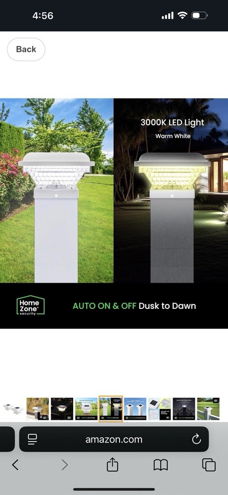 Home Zone Security Decorative Outdoor Solar Post Lights White 2 Set